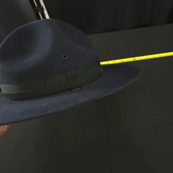 Beaver Quality XXXX Straw Oval Officer Troper Hat Men Black Brimmed Fedora 7 5/8 - Picture 6 of 9